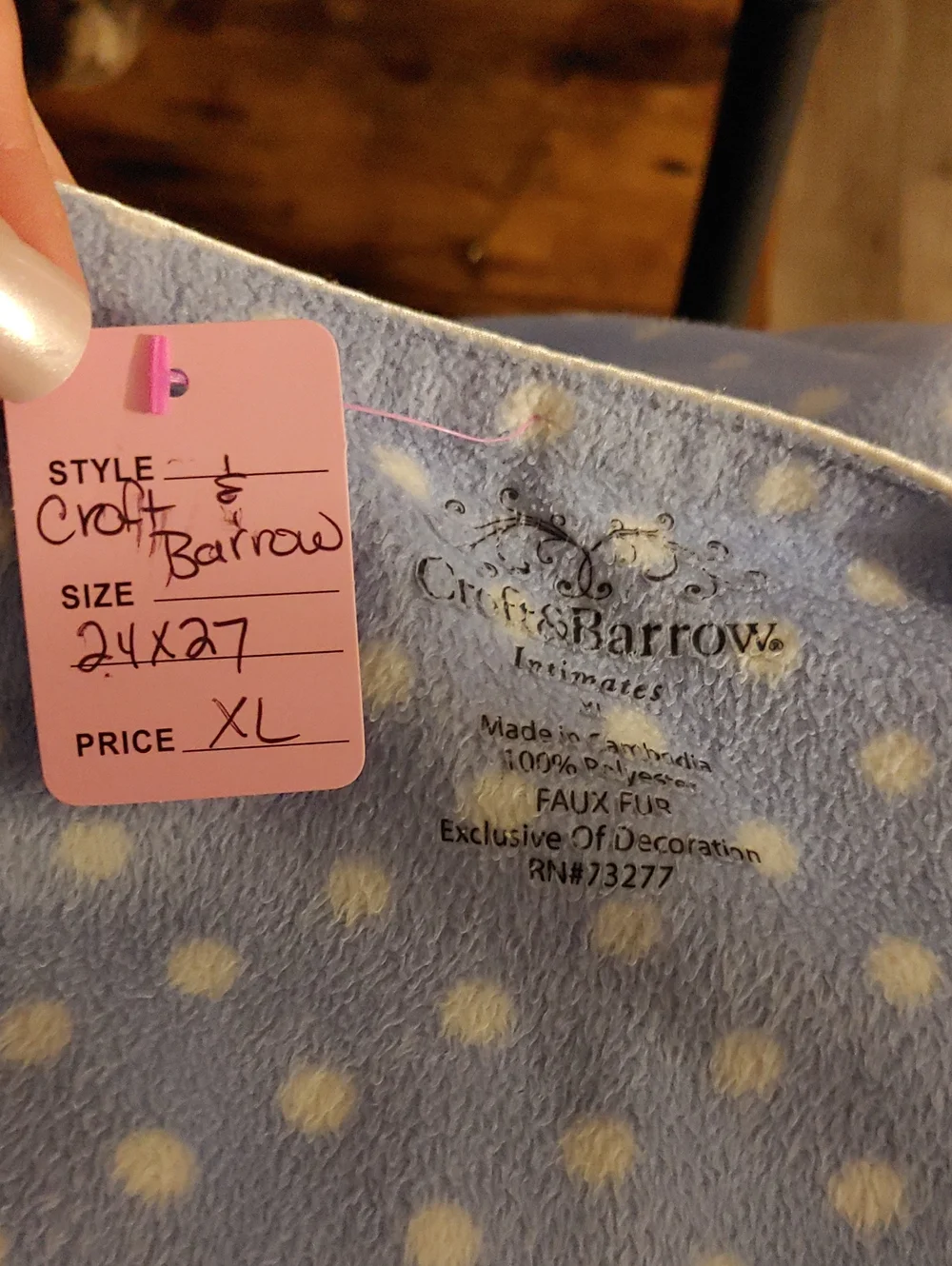 Croft & Barrow XL Periwinkle Polka Dot Long Sleeve Soft Pajama Set